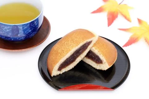 Dorayaki with anko paste Stock Photos