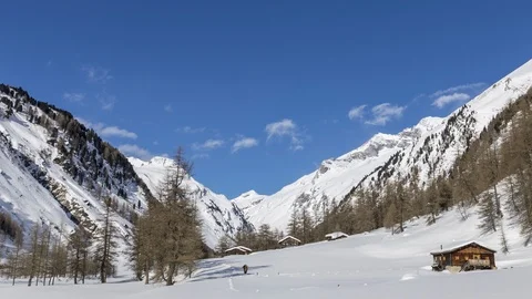 Dorfertal winter time lapse Stockbeeldmateriaal 89628919