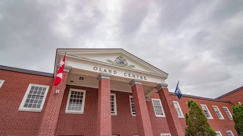 Doric Columns on a Neoclassical Red Brick (St. Francis Xavier Uni- Oland Centre) Stock Footage 93237852