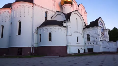 Dormition Cathedral (Assumption) is an Orthodox cathedral located in Yaroslav Stock Footage 154800906