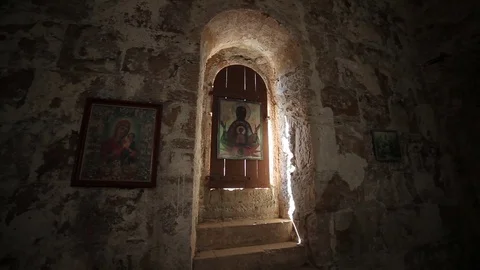 Dormition Cathedral interior, Mokva 11th century Stock-Footage 85125072