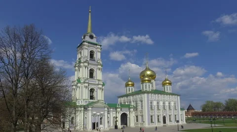 Dormition Cathedral in the Tula Kremlin view from the south east entrance Stock Footage 67527532