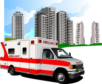 Dormitory and ambulance. vector illustration Ilustración de archivo