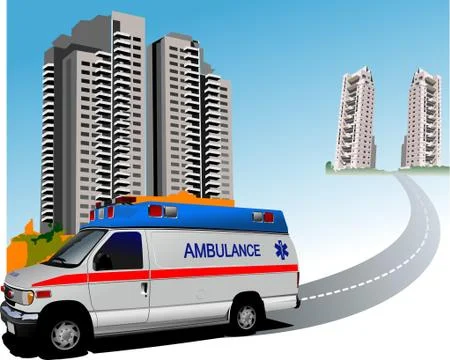Dormitory and ambulance. Vector illustration Stock Illustration