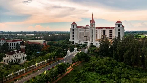 Dormitory Building at Assumption University (ABAC) against cloudy sky Stock Footage 111158440