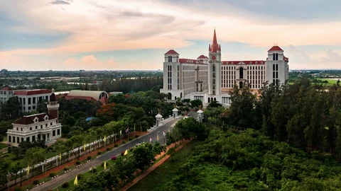Dormitory Building at Assumption University (ABAC) against cloudy sky Stock Footage 111158641