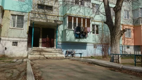 Dormitory community district bedroom of the Soviet architecture. Stock Footage 296389681
