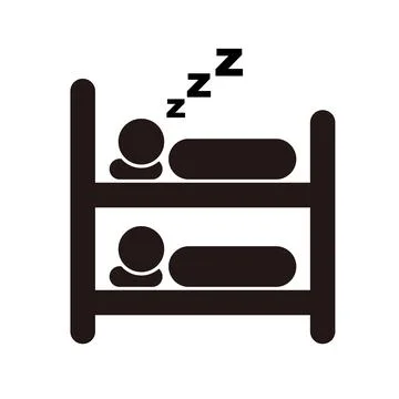 Dormitory silhouette icon. Bunk bed. Vector. Stock Illustration