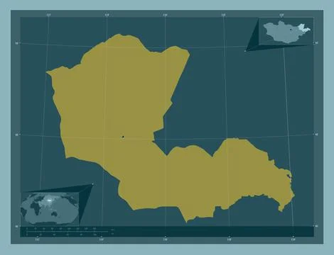 Dornod, Mongolia. Solid color shape. Locations of major cities of the region Stockillustratie