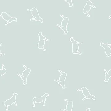 Dorper sheep line seamless pattern Stock Illustration
