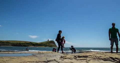 Dorset Beach scene in 4K Stock Footage 40014238