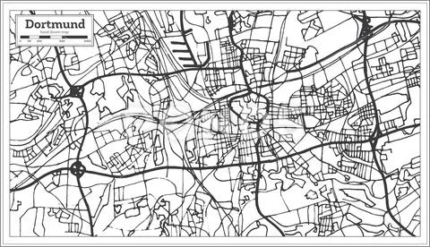 Dortmund Germany City Map in Retro Style. Outline Map. Stock Illustration