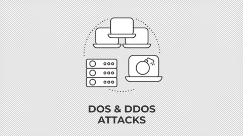 Dos and ddos attacks animated line concept icon Stock Footage 346719993
