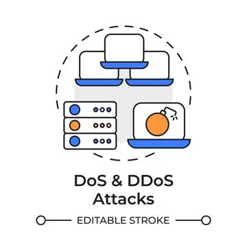 DoS and ddos attacks multi color concept icon Stock Illustration