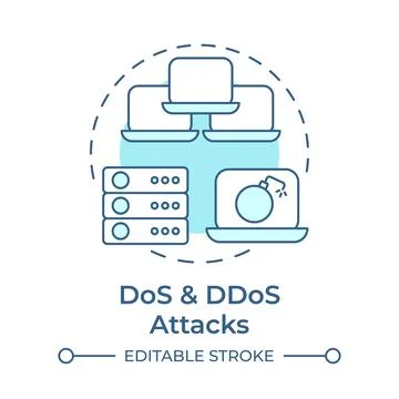 DoS and ddos attacks soft blue concept icon Stock Illustration