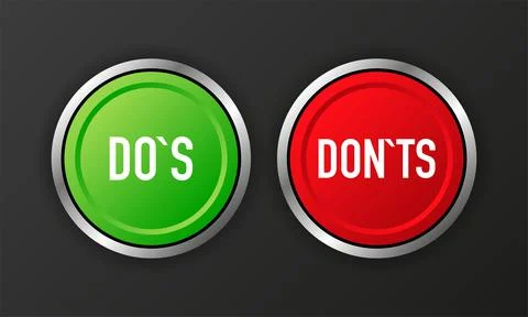 Dos and Donts button. Approved and Rejected. Positive feedback concept. 3D re イラスト素材