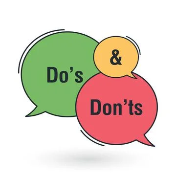Do's and dont's speech bubble. Positive and negative symbols. Dos and donts Stock Illustration