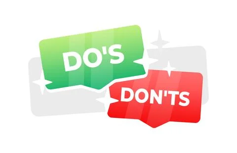 Dos and Donts speech bubble banner. Promotion and advertising label. Vector Stock-Illustration