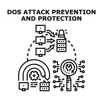 Dos attack prevention and protection concept illustration Stock Illustration