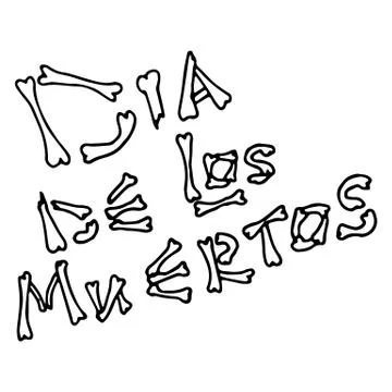 Dos muertos text on white isolated backdrop Stock Illustration