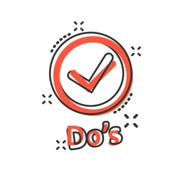 Do's sign icon in comic style. Like vector cartoon illustration. Yes business Stock Illustration