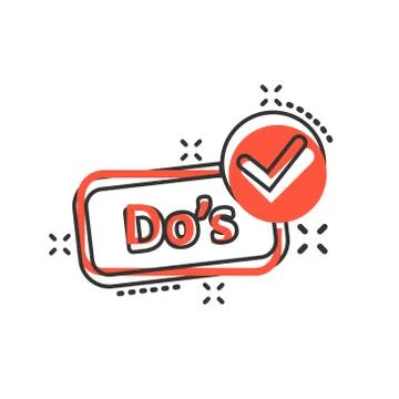 Do's sign icon in comic style. Like vector cartoon illustration. Yes business Stock Illustration
