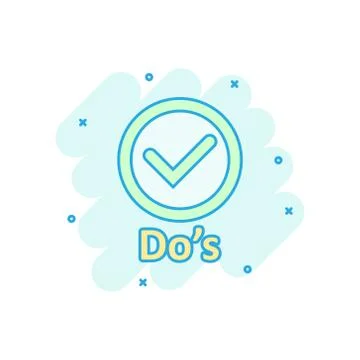 Do's sign icon in comic style. Like vector cartoon illustration. Yes business Stock Illustration