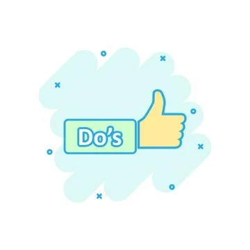 Do's sign icon in comic style. Like vector cartoon illustration. Yes business Stock Illustration