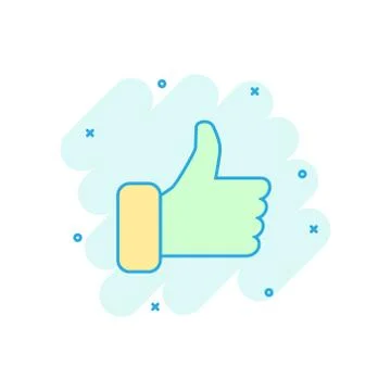 Do's sign icon in comic style. Like vector cartoon illustration. Yes, thumb u Stock Illustration