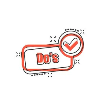 Do's sign icon in comic style. Like vector cartoon illustration. Yes business Stock Illustration