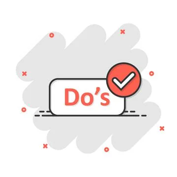 Do's sign icon in comic style. Like vector cartoon illustration. Yes business Stock Illustration