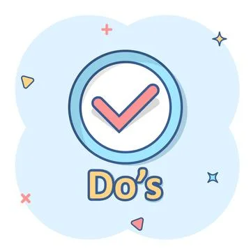 Do's sign icon in comic style. Like vector cartoon illustration. Yes business Stock Illustration