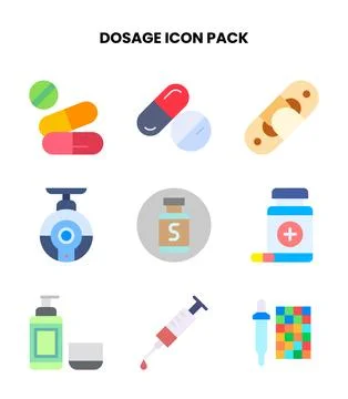 Dosage Flat Collection Icons Pack 스톡 일러스트