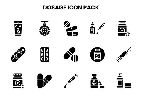Dosage Glyph Bundle Icons Pack 库存插图
