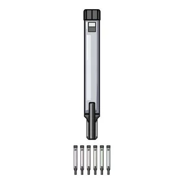 Dosage insulin pen cartoon vector graphic Stock Illustration