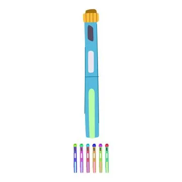 Dosage insulin pen vector cartoon graphic Stock Illustration