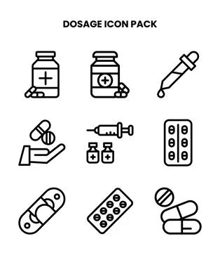 Dosage Line Bundle Icons Pack 스톡 일러스트