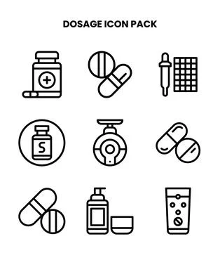 Dosage Line Bundle Icons Pack 库存插图