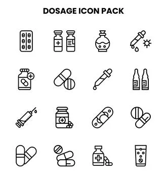 Dosage Line Vector Icons Pack Stock Illustration