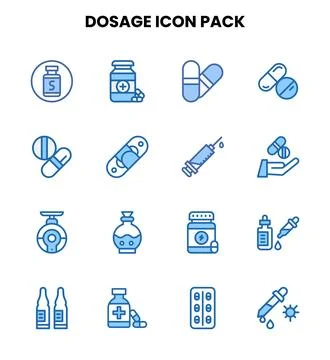 Dosage Two Colour UI Icons Pack Stock Illustration