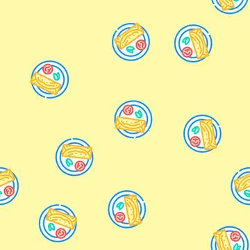 Dosas indian cuisine vector seamless pattern イラスト素材