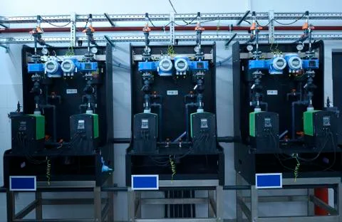 Dosing pumps, tubes Foto stock