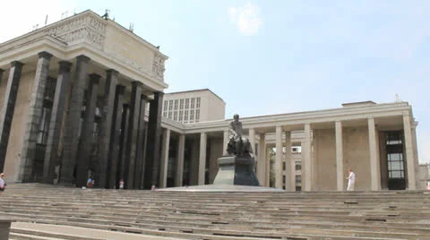 Dostoevsky Statue at Lenin Library Stock Footage 25388450