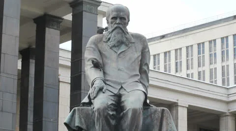 Dostoevsky Statue at Lenin Library Stock Footage 25565587