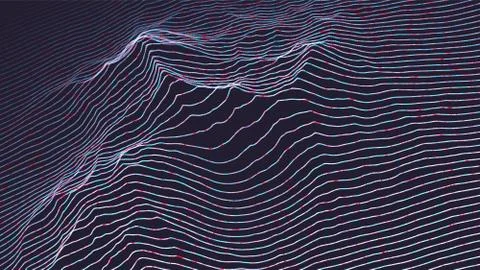 Dot Abstract Background Vector. Graphic Particles. Wavy Chaos. Dynamic Wave Stock Illustration