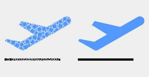 Dot and Flat Vector Airplane Takeoff Icon Illustrazione stock