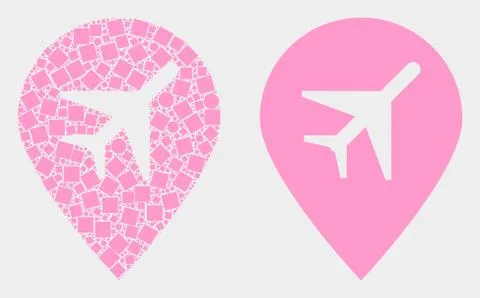 Dot and Flat Vector Airport Map Marker Icon Illustrazione stock