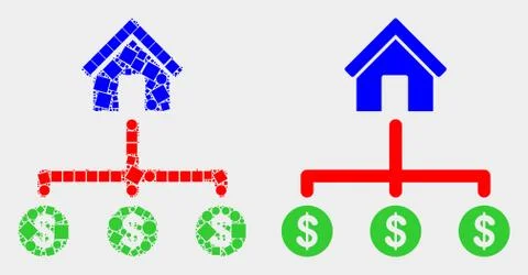 Dot and Flat Vector Bank Dollar Links Icon Ilustración de archivo
