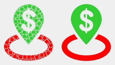 Dot and Flat Vector Bank Location Icon Illustrazione stock