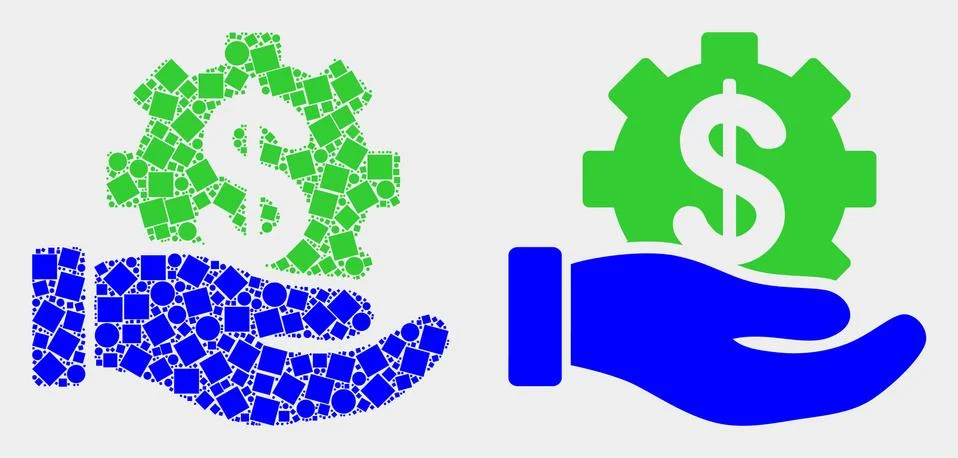 Dot and Flat Vector Bank Service Hand Icon Illustrazione stock